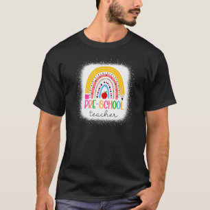 Preschool Teacher Teach Love Inspire Rainbow back  T-Shirt
