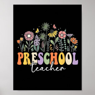 Preschool Teacher Wildflower Back To School Floral Poster