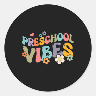Preschool Vibes Back To School Hello Pre-k Teacher Classic Round Sticker