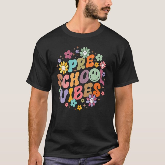 Preschool Vibes Retro Back to School Teacher Nurse T-Shirt (Front)