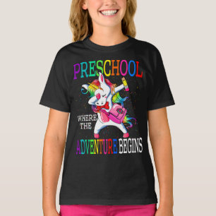 Preschool Where The Adventure Begins Unicorn T-Shirt