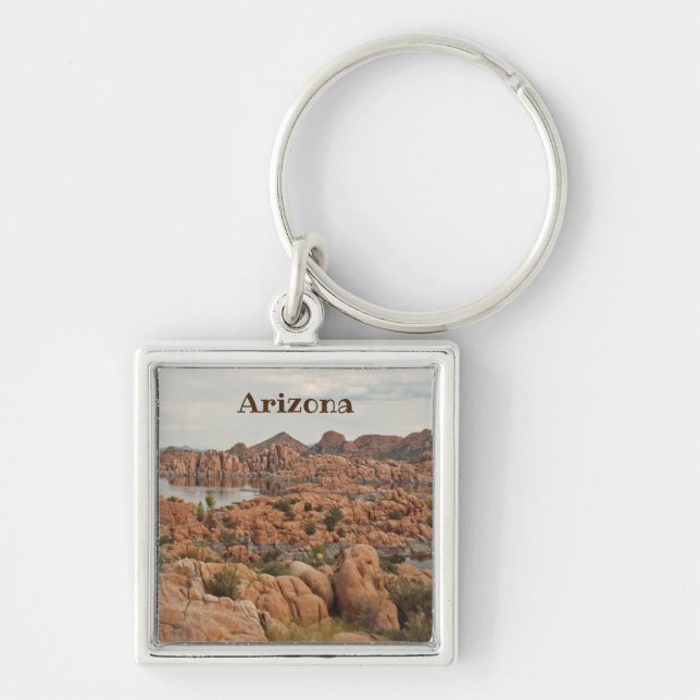 Prescott Arizona Landscape Southwest Red Rock Lake Key Ring (Front)