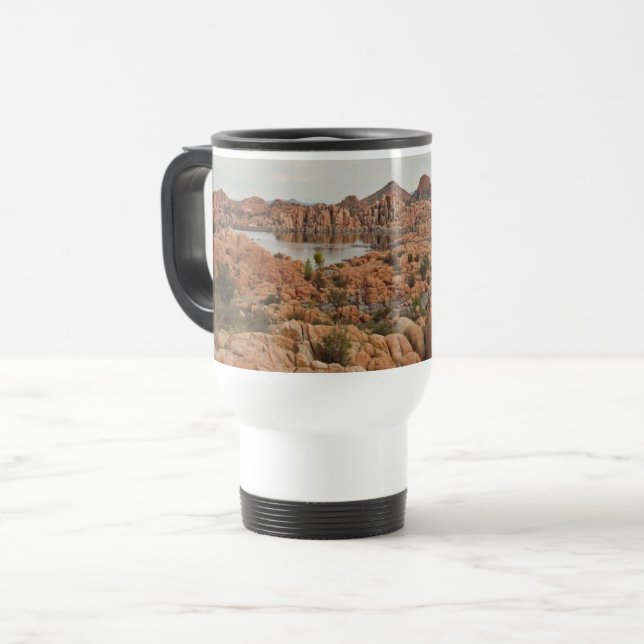 Prescott Arizona Red Rock Photo Watson Lake Travel Mug (Front Left)