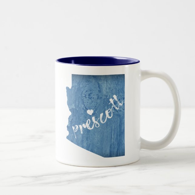 Prescott Arizona Wood Grain Two-Tone Coffee Mug (Right)