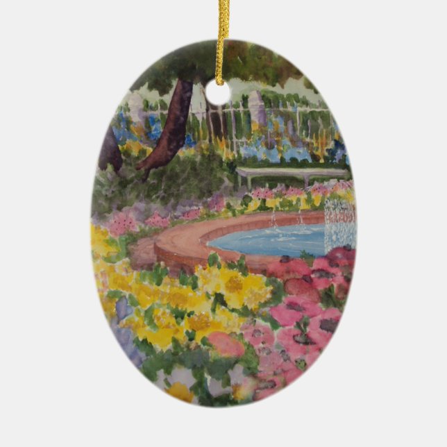 Prescott Park Garden Poppies Portsmouth NH Ceramic Tree Decoration (Front)