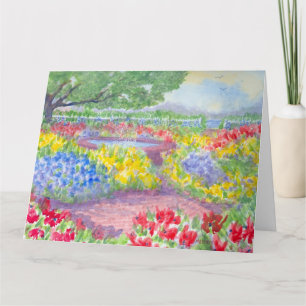 Prescott Park Garden Portsmouth NH Watercolor  Card