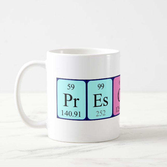 Prescott periodic table name mug (Left)