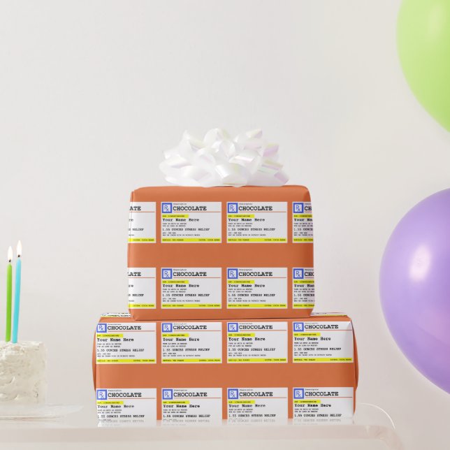 Prescription Chocolate Labels Personalised    Wrapping Paper (Party Gifts)