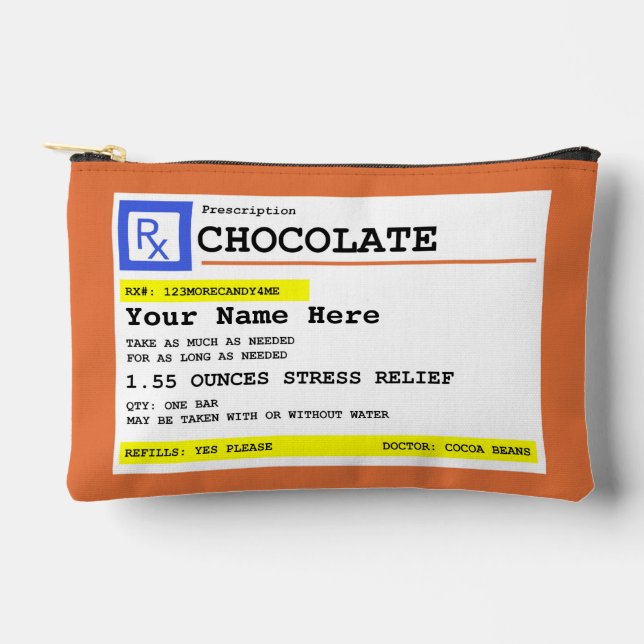 Prescription Chocolate Personalised   Accessory Pouch (Front)