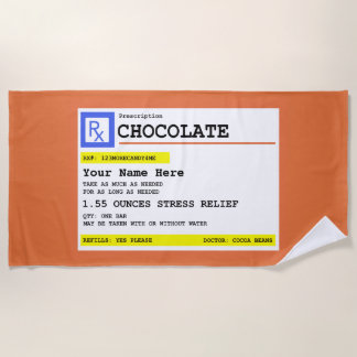 Prescription Chocolate Personalised Beach Towel