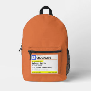 Prescription Chocolate Personalised Patient Name Printed Backpack