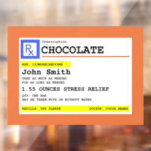 Prescription Chocolate Personalised Patient Name Window Cling