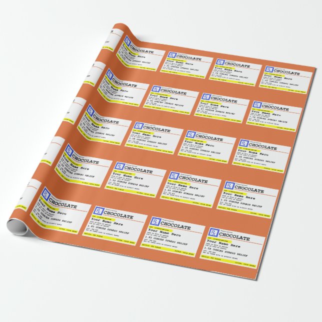 Prescription Chocolate Personalised    Wrapping Paper (Unrolled)