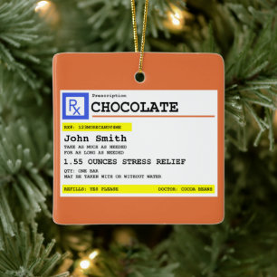 Prescription Chocolate Personalized Patient Name Ceramic Ornament