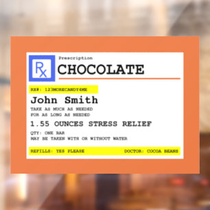 Prescription Chocolate Personalized Patient Name Window Cling
