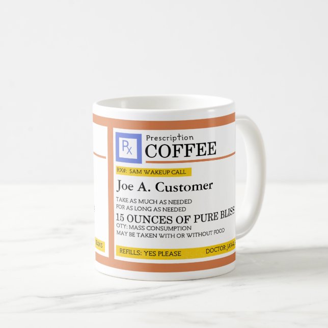 Prescription Coffee Jumbo Mug with Custom Name (Front Right)