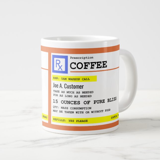 Prescription Coffee Jumbo Mug with Custom Name (Front Right)
