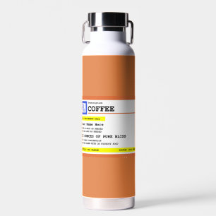 Prescription Coffee Label Personalised Water Bottle