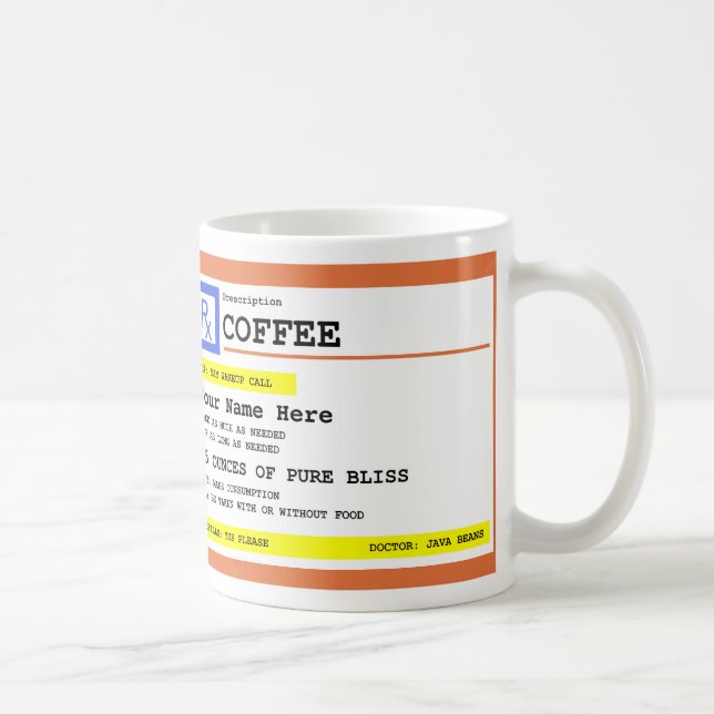 Prescription Coffee Personalised Mug (Right)