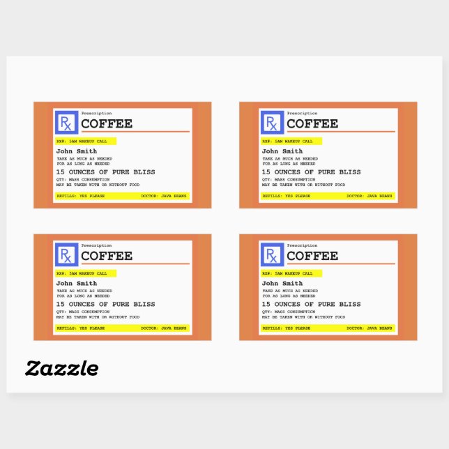 Prescription Coffee Rectanglular Personalised Rect Rectangular Sticker (Sheet)