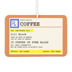 Prescription Coffee Square Personalized Car Air Freshener