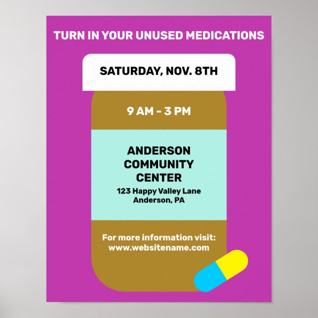 Prescription Drug Turn In Collection Day Awareness Poster (Front)