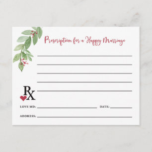 Prescription for a Happy Marriage Advice Card