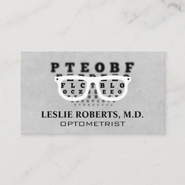 Prescription Glasses Eye Chart  | Optometry  Business Card (Front)