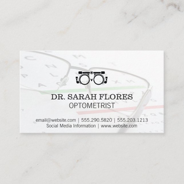 Prescription Glasses | Optometrist Equipment Business Card (Front)