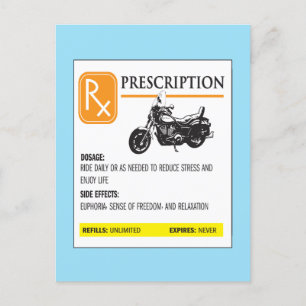 Prescription Motorcycle Funny Postcard