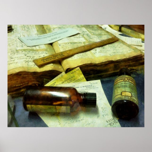 Prescriptions, Medicine Bottles Poster (Front)