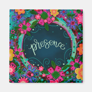 Presence Pretty Fun Blue Pink Floral Inspirivity Magnet