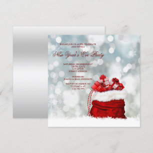 Present Filled Santa Sack New Year's Eve party Invitation