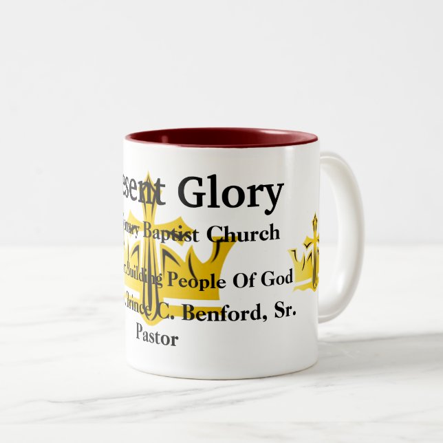Present Glory Baptist Church  Two-Tone Coffee Mug (Front Right)