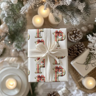 Present Letter P Christmas Wrapping Paper