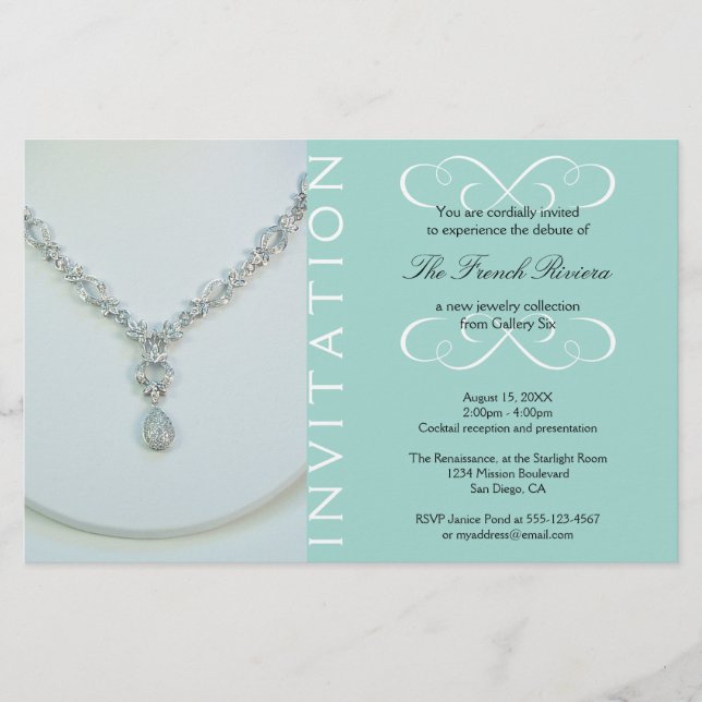 Present new luxury product elegant teal invitation flyer (Front)
