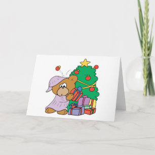 Present Peeking Christmas Bear Holiday Card