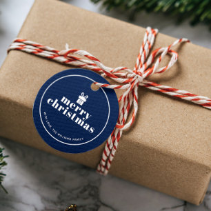 Present With A Bow Christmas Custom Favour Tags