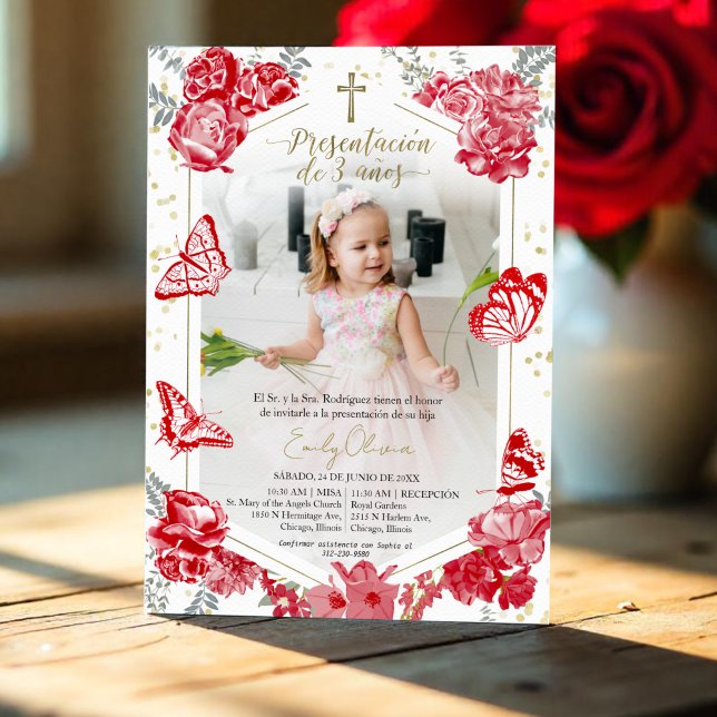 Presentación 3 años Photo Invitation Butterfly (Creator Uploaded)