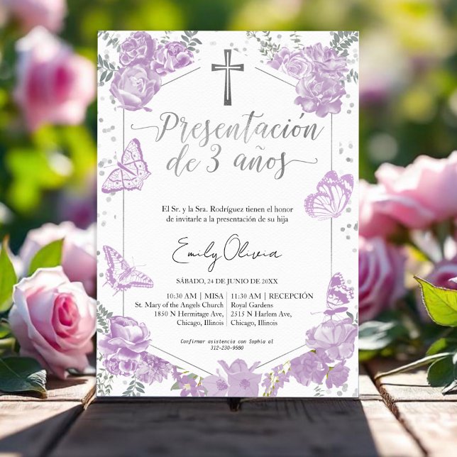 Presentación 3 años Spanish Invitation Butterfly (Creator Uploaded)