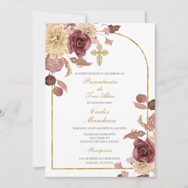 Presentación de tres años invitation (Front)