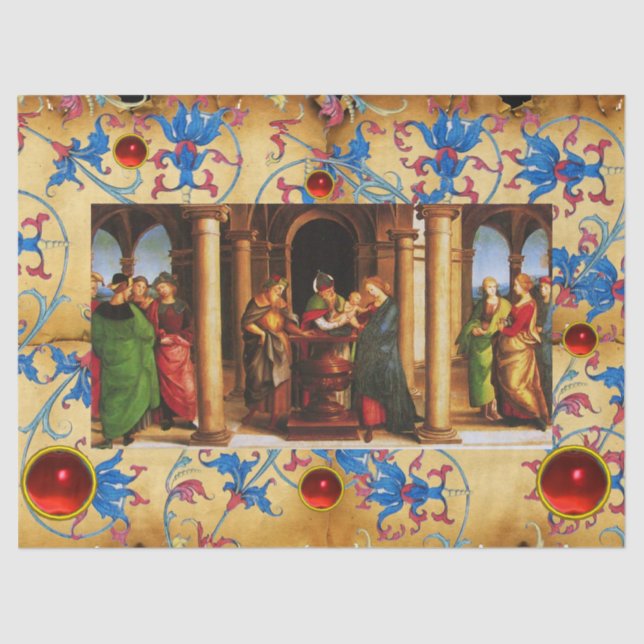 PRESENTATION OF JESUS TO TEMPLE  Christmas Floral  Tissue Paper (Front)