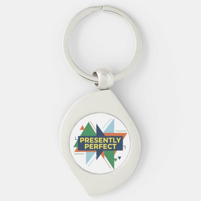 Presently Perfect Abstract Modern Key Ring (Front)