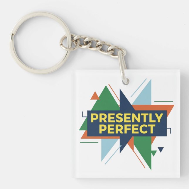 Presently Perfect Abstract Modern Key Ring (Front)