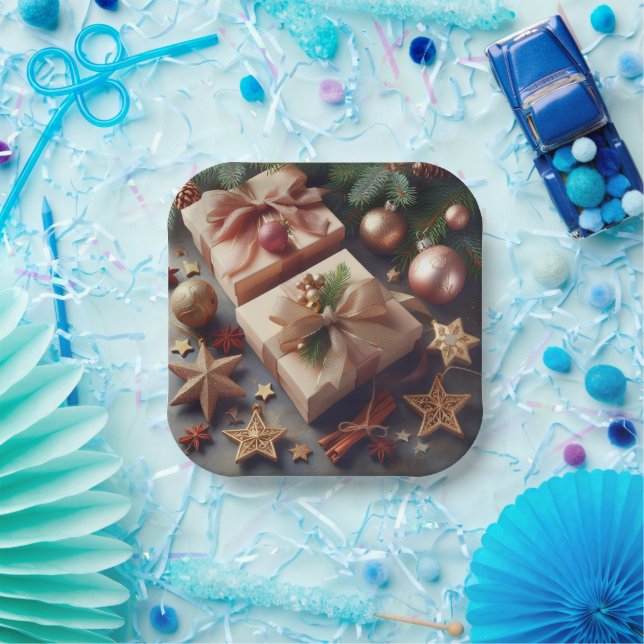 Presents and Christmas ornaments Paper Plate (Party)