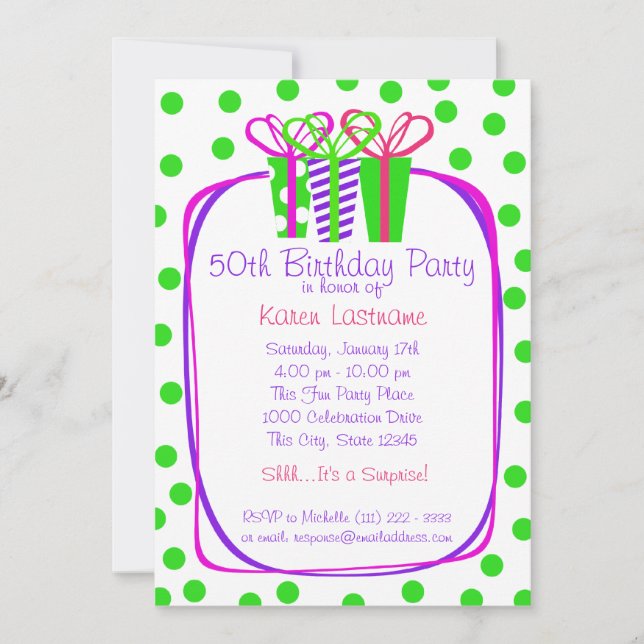 Presents Gifts Party Invitation (Front)