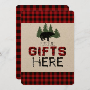 Presents Table Sign - Lumberjack Party Invitation