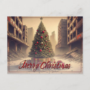 Presents Under a Tree in a Toxic Apocalyptic World Holiday Postcard