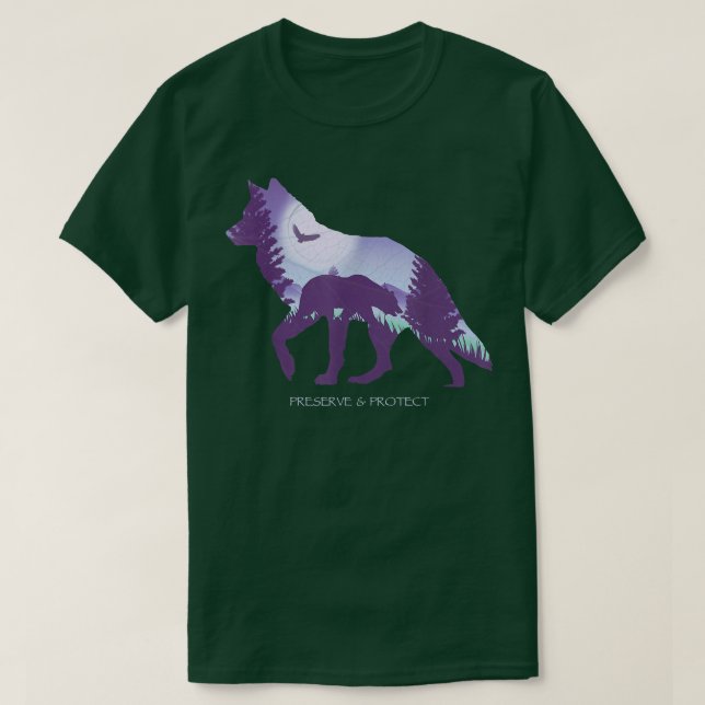 Preserve And Protect Wolf Eagle Bear  T-Shirt (Design Front)