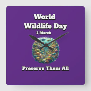 Preserve the All. World Wildlife Day  Square Wall Clock